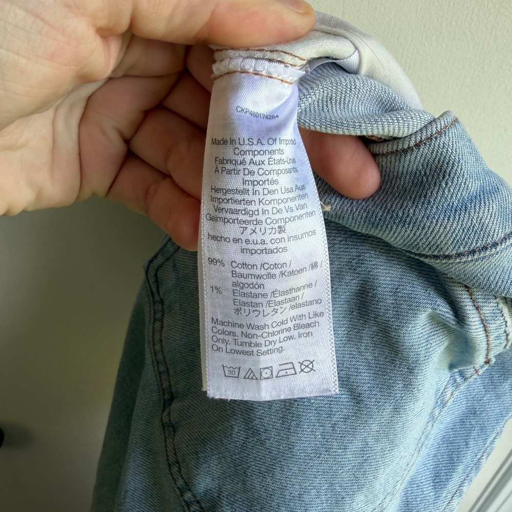 Madewell The Perfect Vintage Straight Jean Light Wash Distressed Knee Size 25 - Picture 6 of 8